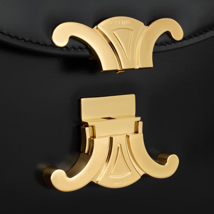 CELINE Black Besace Clea in Shiny Calfskin R0ZNN58