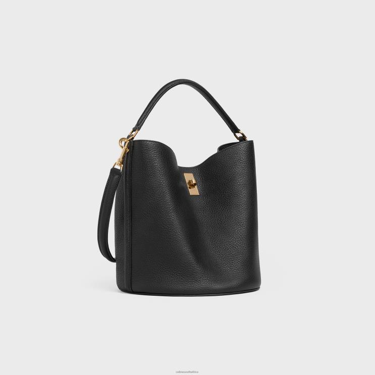 CELINE Black Bucket 16 Bag in Supple Grained Calfskin R0ZNN145