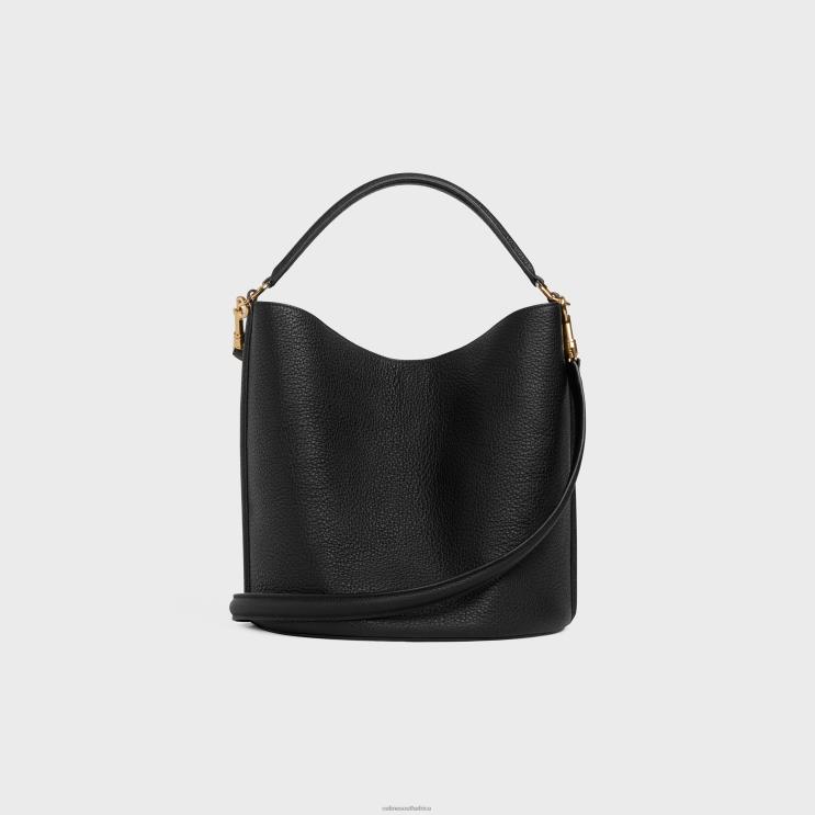 CELINE Black Bucket 16 Bag in Supple Grained Calfskin R0ZNN145
