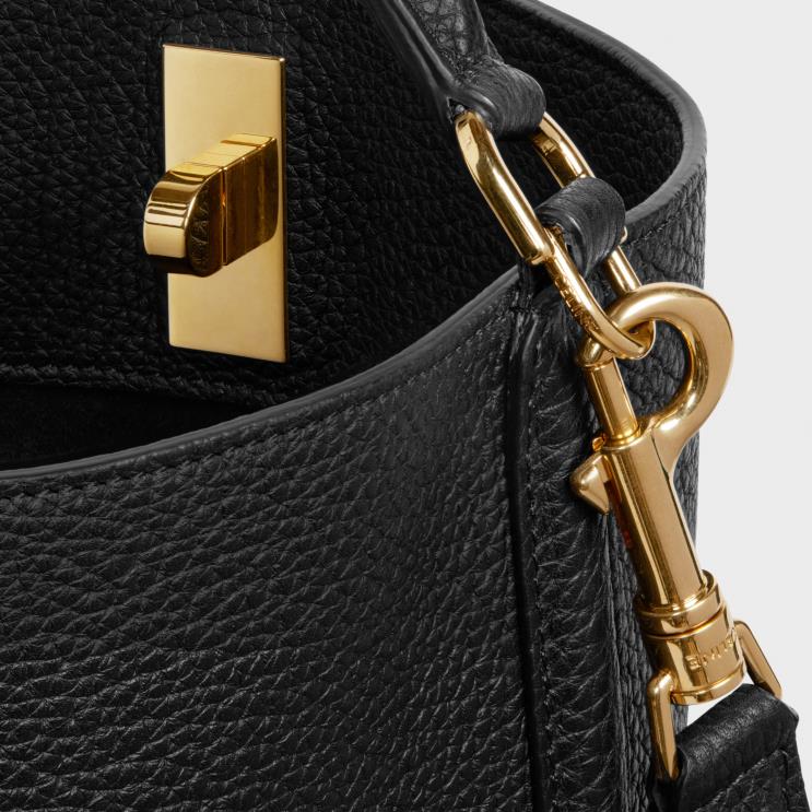 CELINE Black Bucket 16 Bag in Supple Grained Calfskin R0ZNN145