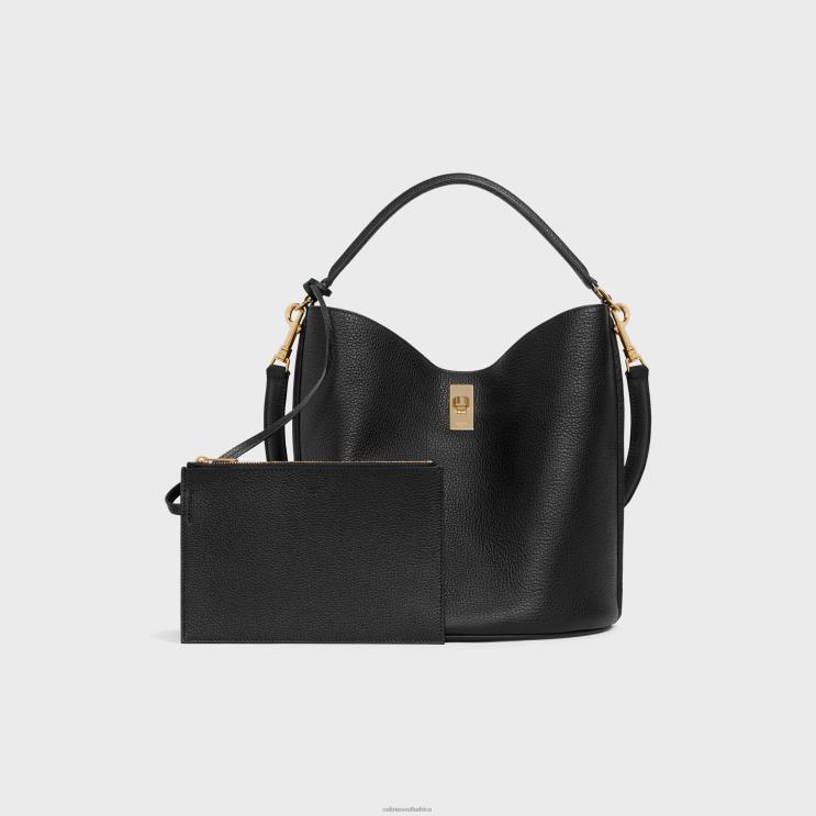 CELINE Black Bucket 16 Bag in Supple Grained Calfskin R0ZNN145