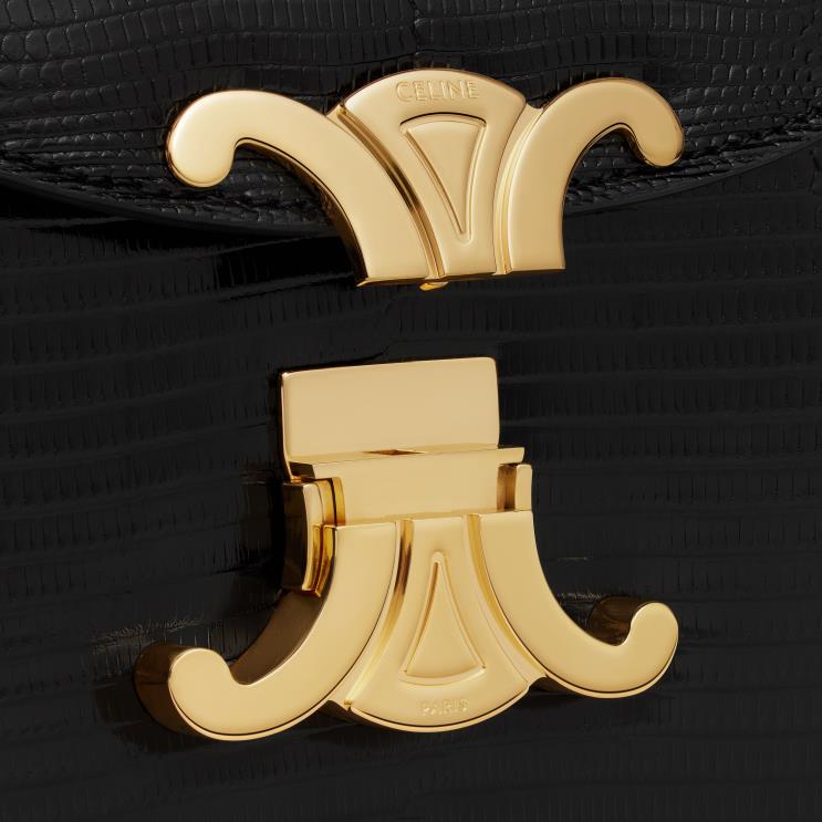 CELINE Black Chain Besace Clea in Lizard R0ZNN171