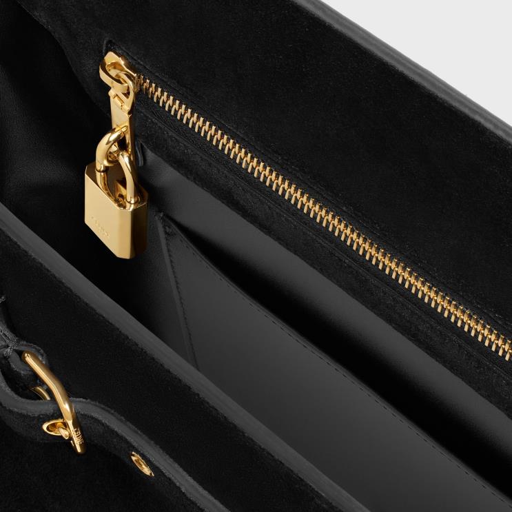 CELINE Black Conti Bag in Suede Calfskin R0ZNN167