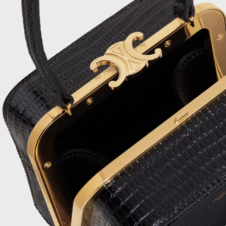 CELINE Black Lana Minaudiere in Lizard R0ZNN79