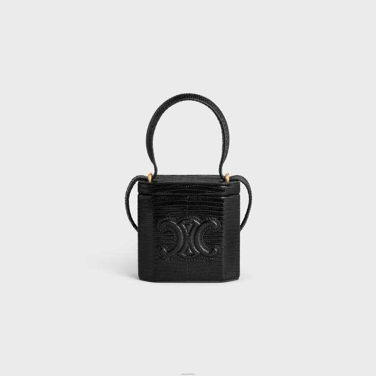 CELINE Black Lock Bag Cuir Triomphe in Lizard R0ZNN213