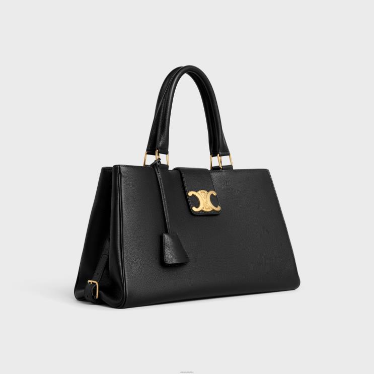 CELINE Black Medium Appoline Bag in Supple Calfskin R0ZNN72