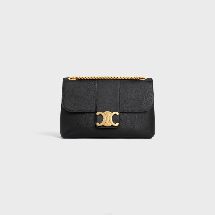 CELINE Black Medium Victoire Bag in Supple Calfskin R0ZNN5