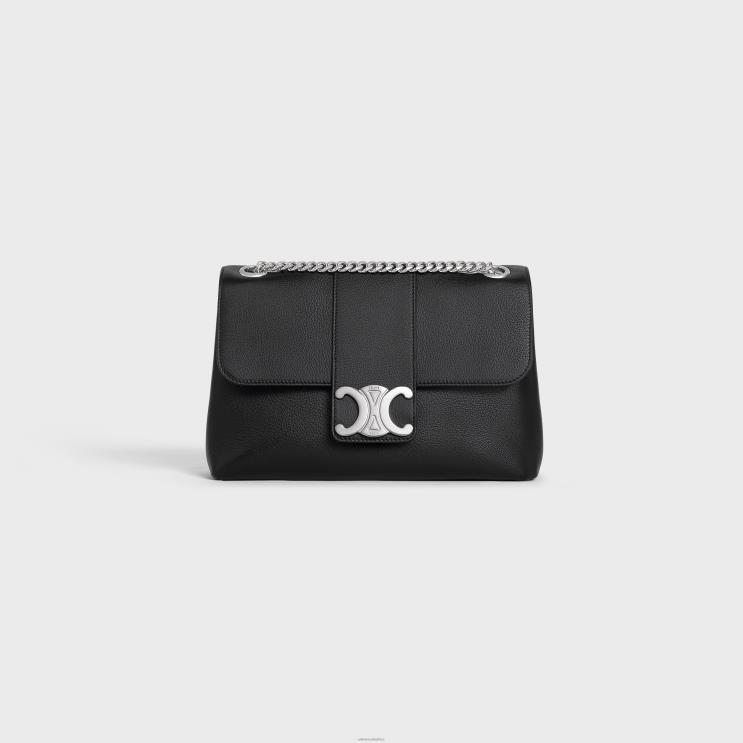 CELINE Black Medium Victoire Bag in Supple Calfskin R0ZNN9