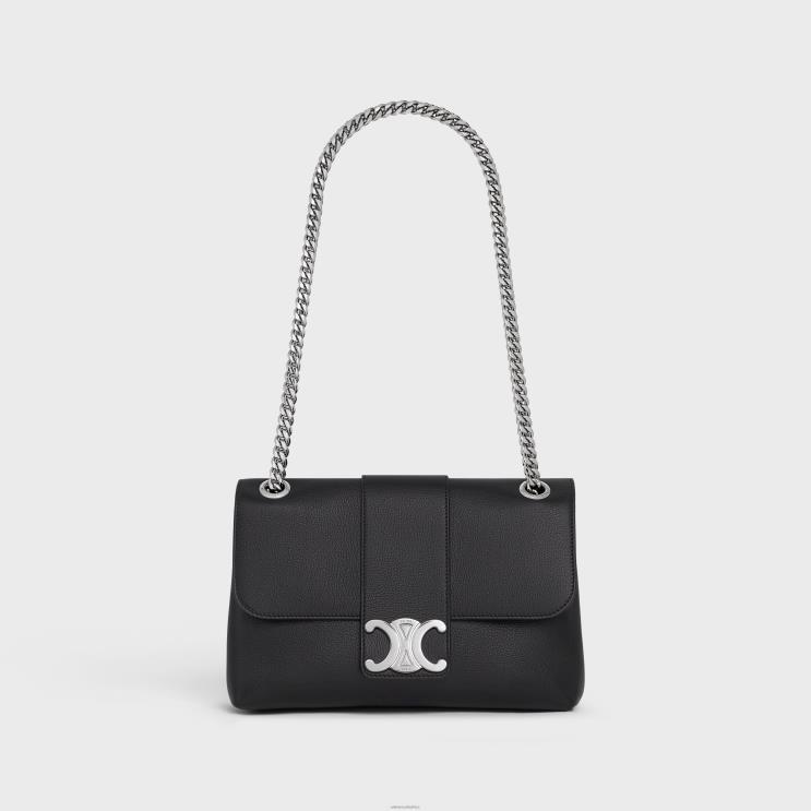 CELINE Black Medium Victoire Bag in Supple Calfskin R0ZNN9