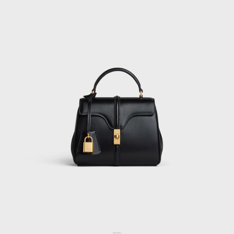 CELINE Black Mini 16 in Satinated Calfskin R0ZNN131