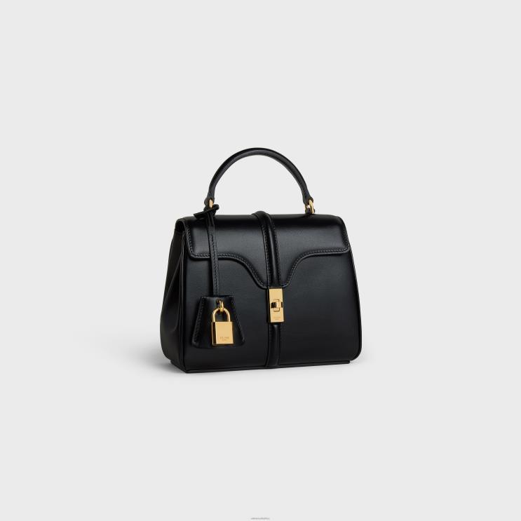 CELINE Black Mini 16 in Satinated Calfskin R0ZNN131