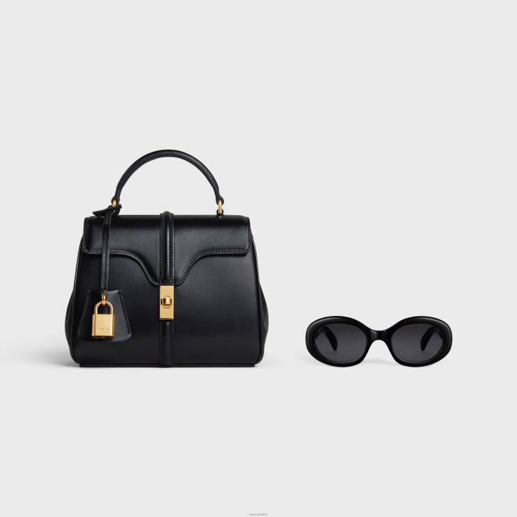CELINE Black Mini 16 in Satinated Calfskin R0ZNN131