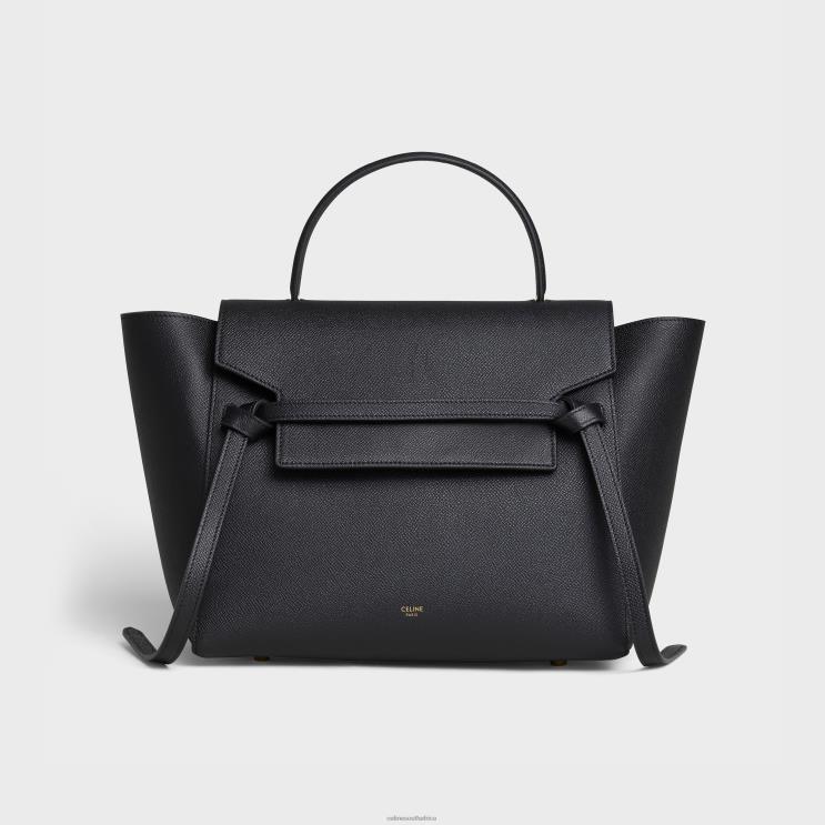 CELINE Black Mini Belt Bag in Grained Calfskin R0ZNN261