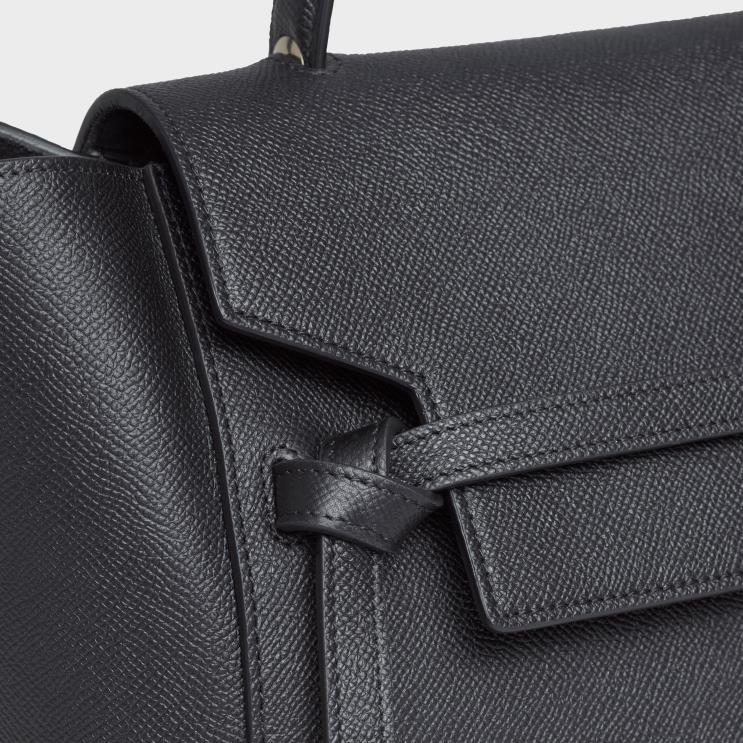 CELINE Black Mini Belt Bag in Grained Calfskin R0ZNN261