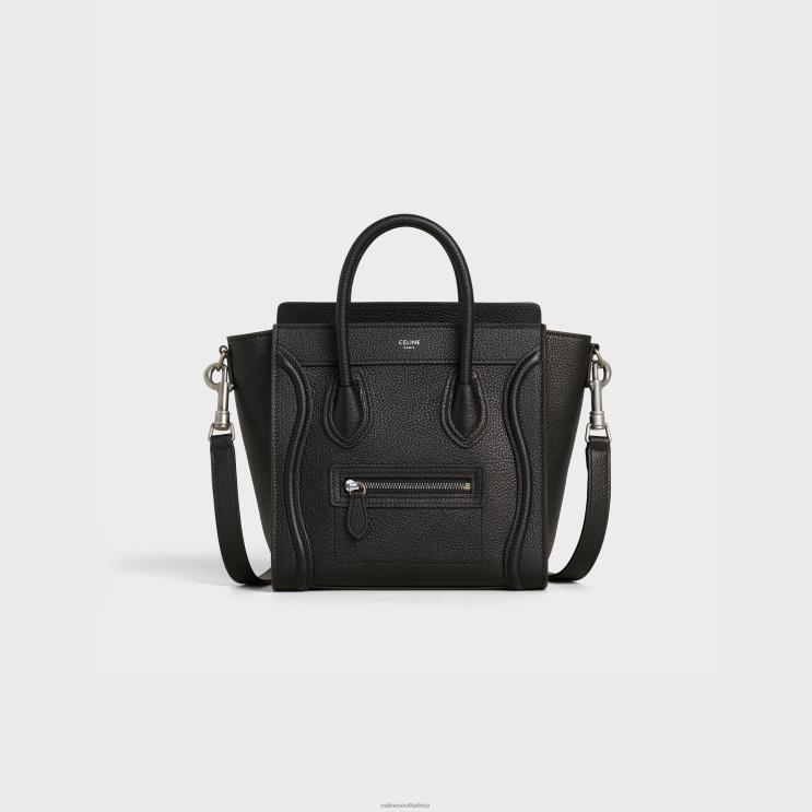 CELINE Black Nano Luggage Bag in Drummed Calfskin R0ZNN304
