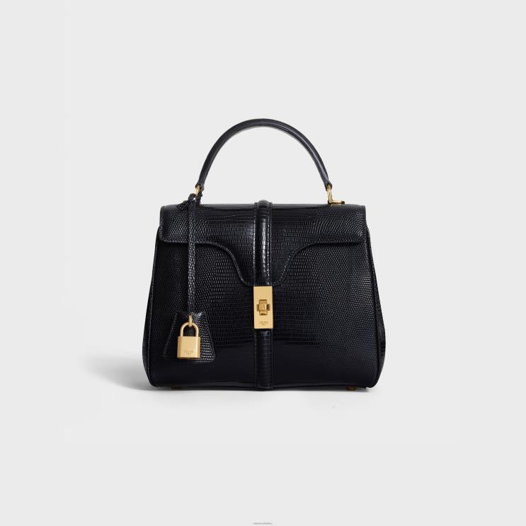 CELINE Black Small 16 Bag in Lizard R0ZNN129