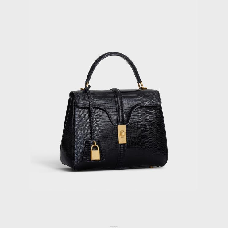 CELINE Black Small 16 Bag in Lizard R0ZNN129