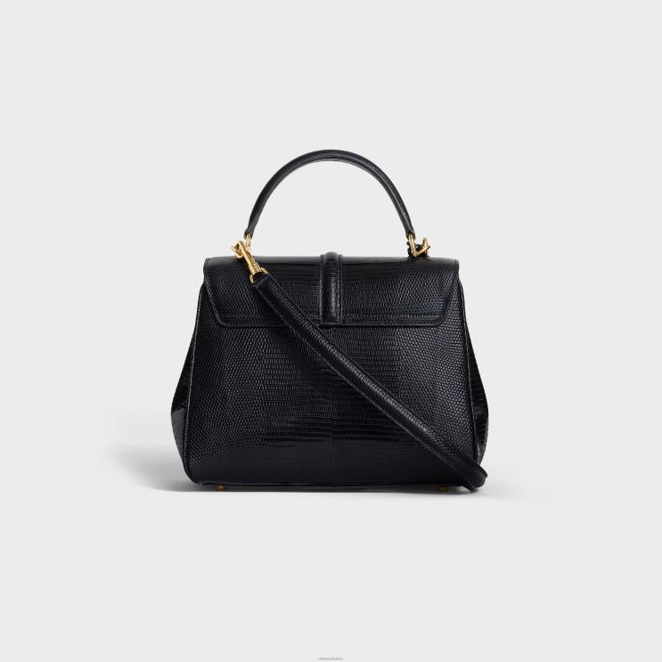 CELINE Black Small 16 Bag in Lizard R0ZNN129