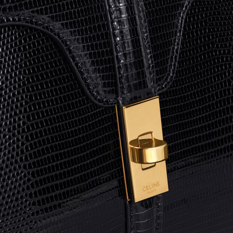 CELINE Black Small 16 Bag in Lizard R0ZNN129