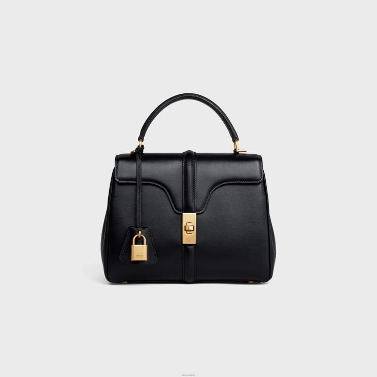 CELINE Black Small 16 Bag in Satinated Calfskin R0ZNN124