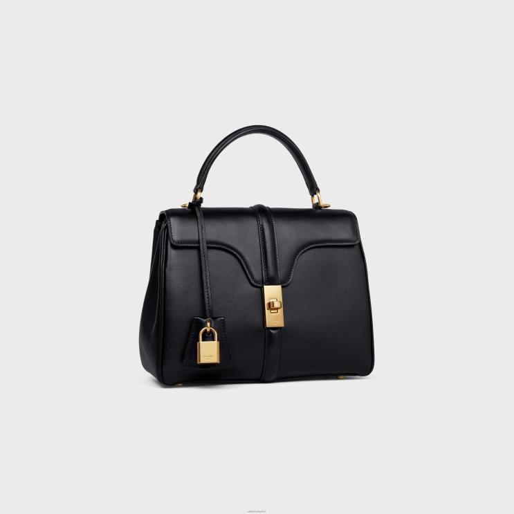 CELINE Black Small 16 Bag in Satinated Calfskin R0ZNN124