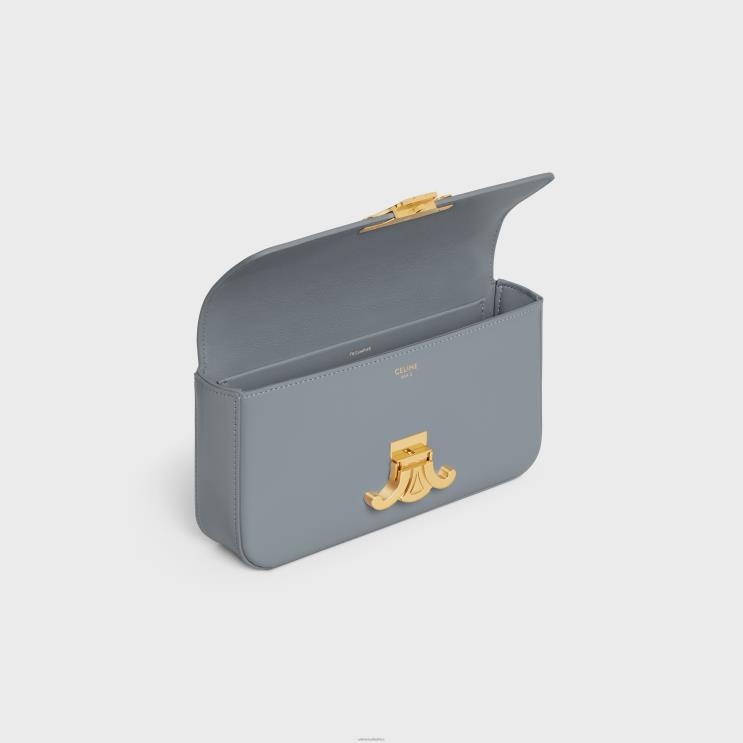 CELINE Blue Grey Chain Shoulder Bag Claude in Shiny Calfskin R0ZNN179