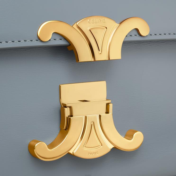 CELINE Blue Grey Chain Shoulder Bag Claude in Shiny Calfskin R0ZNN179