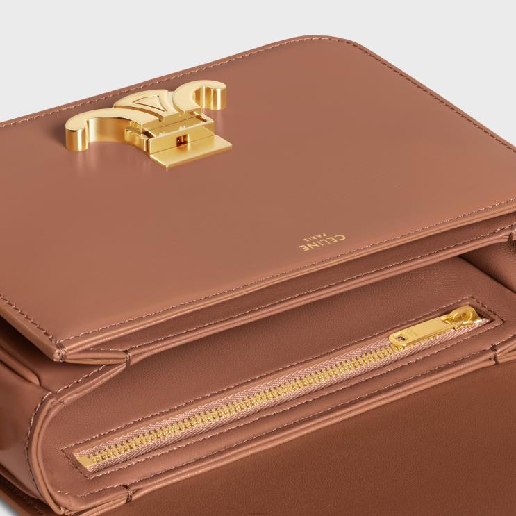CELINE Bronze Teen Triomphe Bag in Shiny Calfskin R0ZNN106