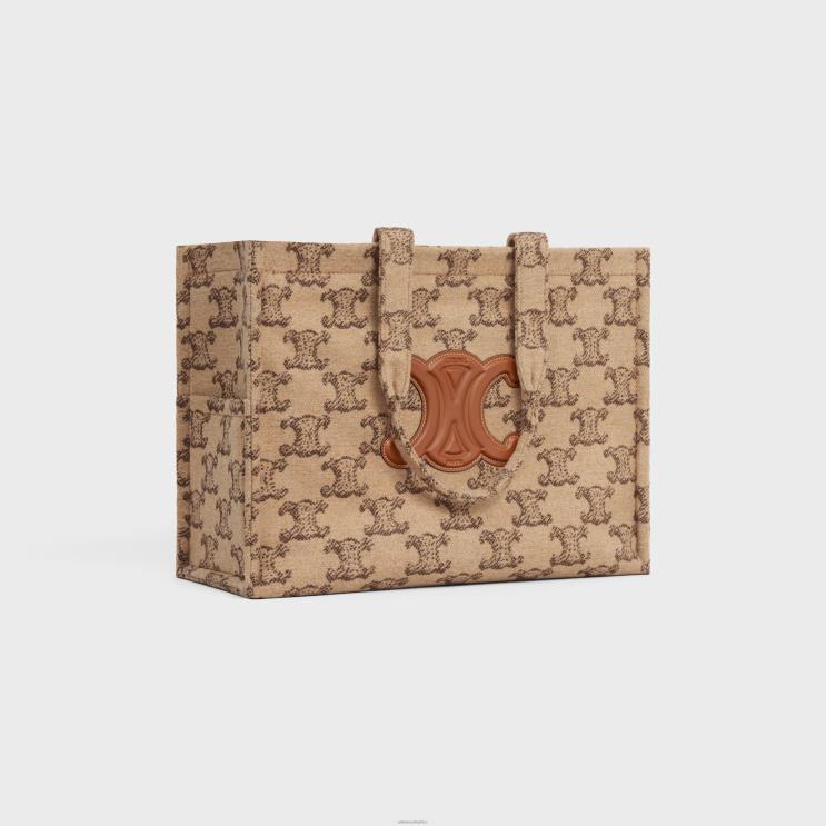 CELINE Camel Large Cabas Thais in Textile With Triomphe R0ZNN243