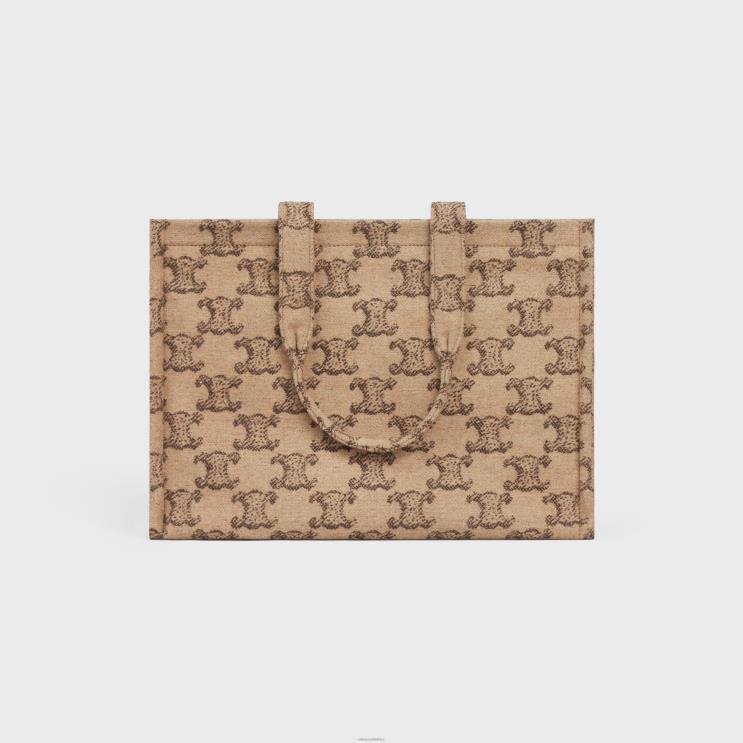 CELINE Camel Large Cabas Thais in Textile With Triomphe R0ZNN243