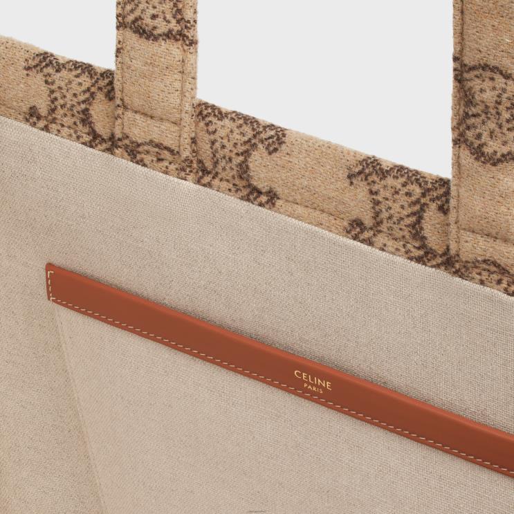 CELINE Camel Large Cabas Thais in Textile With Triomphe R0ZNN243