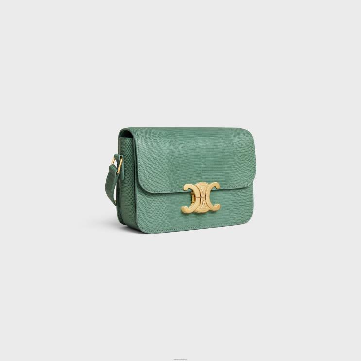 CELINE Celadon Teen Triomphe Bag in Lizard R0ZNN115