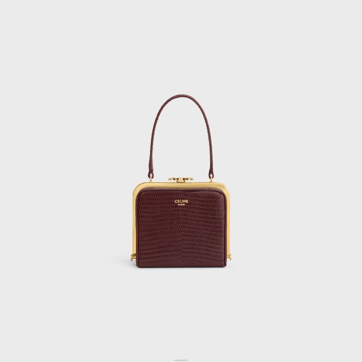 CELINE Dark Burgundy Lana Minaudiere in Lizard R0ZNN289