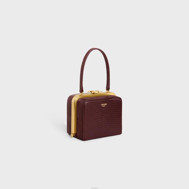 CELINE Dark Burgundy Lana Minaudiere in Lizard R0ZNN289