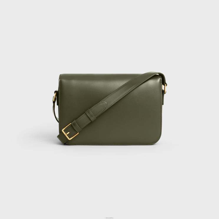 CELINE Dark Olive Classique Triomphe Bag in Shiny Calfskin R0ZNN21