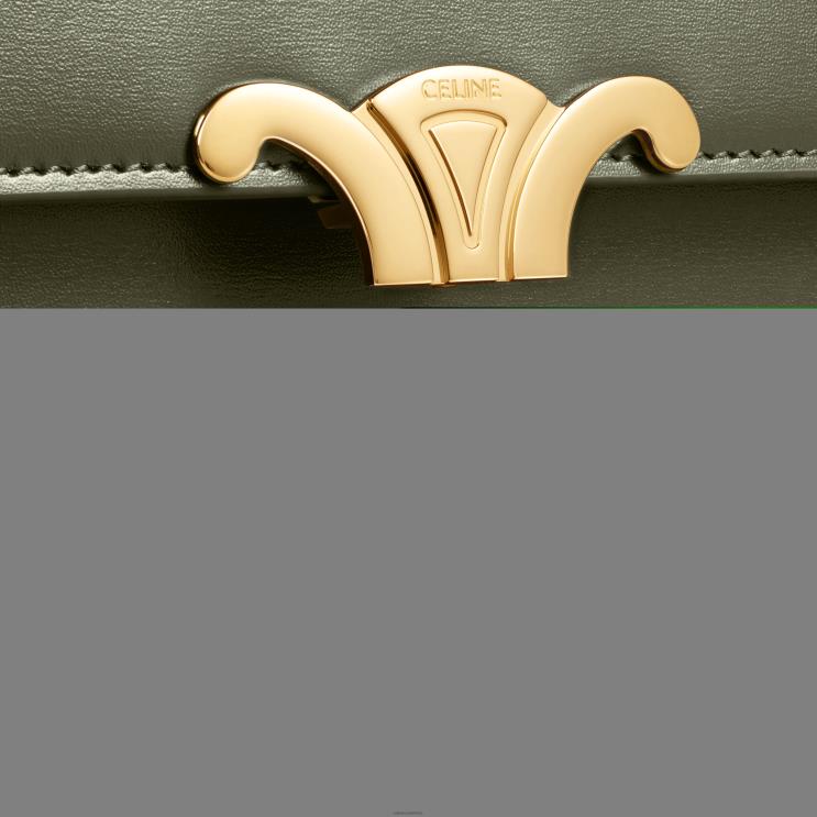 CELINE Dark Olive Classique Triomphe Bag in Shiny Calfskin R0ZNN21