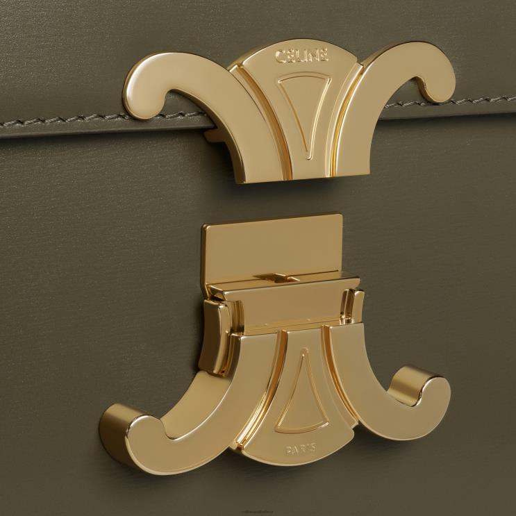 CELINE Dark Olive Classique Triomphe Bag in Shiny Calfskin R0ZNN21