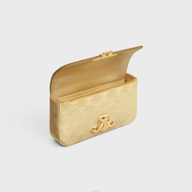 CELINE Gold Chain Shoulder Bag Claude in Velvet With Triomphe All-Over R0ZNN185