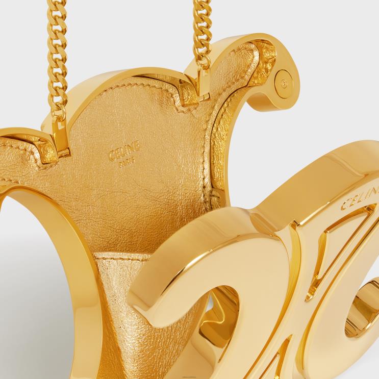 CELINE Gold Triomphe Metal Minaudiere in Aluminium R0ZNN286