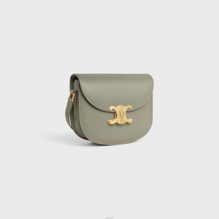 CELINE Green Clay Besace Clea in Shiny Calfskin R0ZNN173