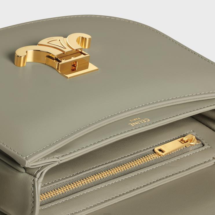 CELINE Green Clay Besace Clea in Shiny Calfskin R0ZNN173