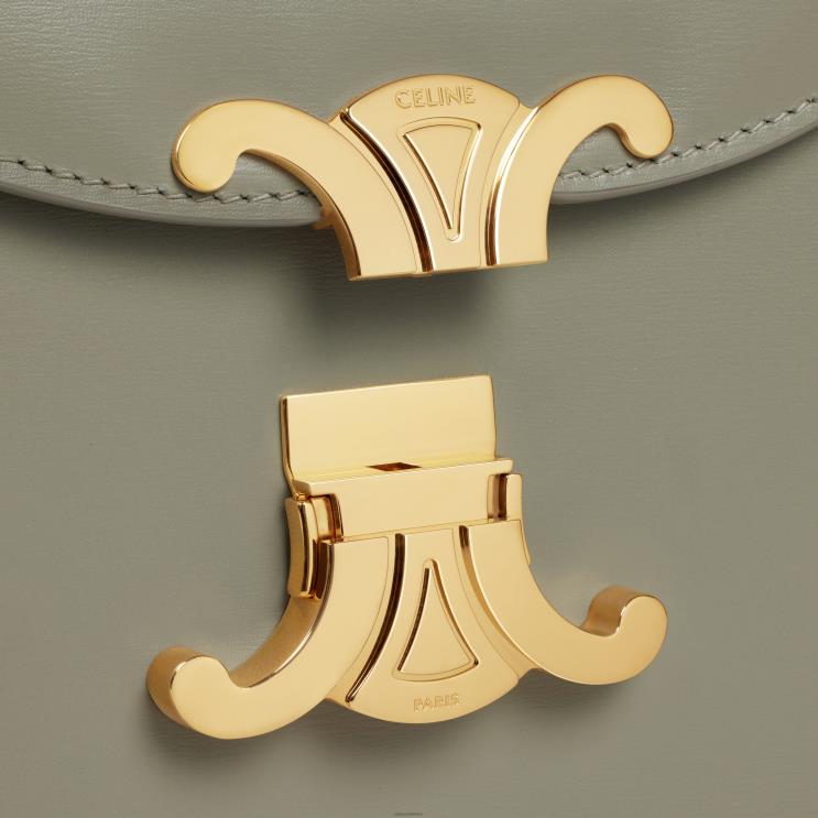 CELINE Green Clay Besace Clea in Shiny Calfskin R0ZNN173