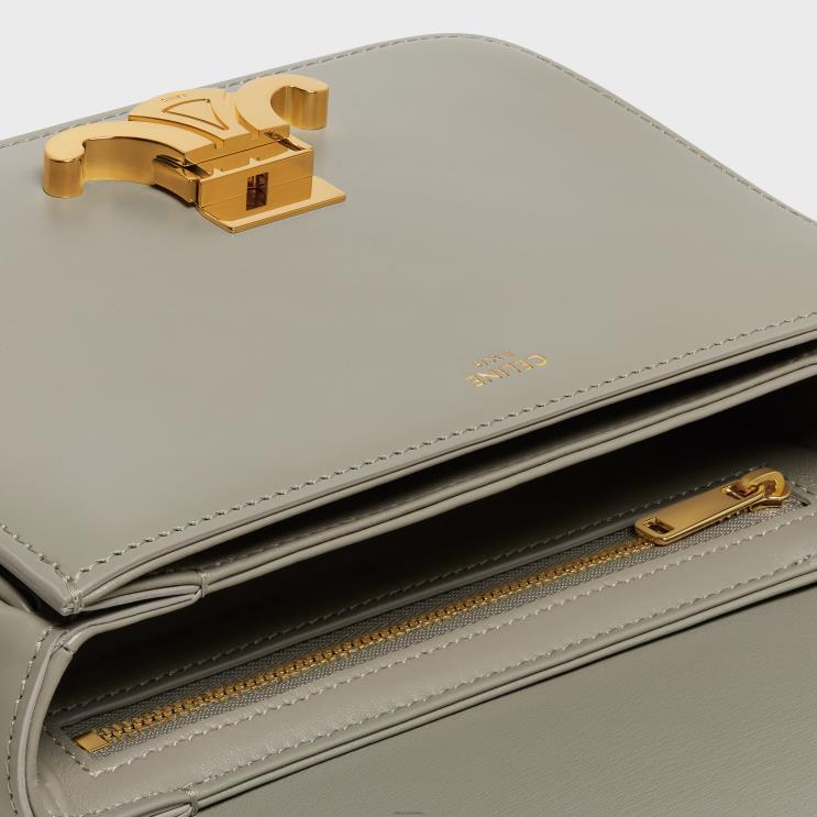 CELINE Green Clay Teen Triomphe Bag in Shiny Calfskin R0ZNN110