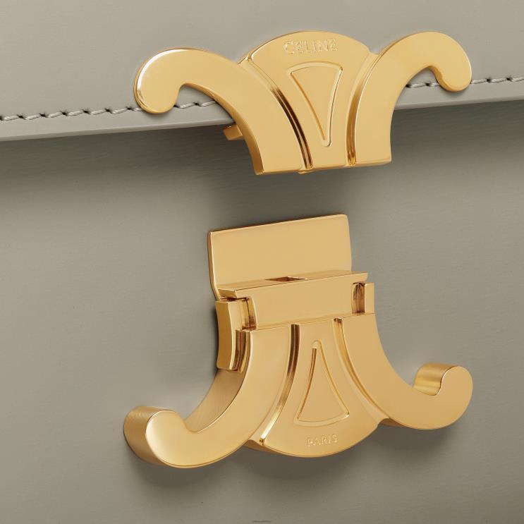 CELINE Green Clay Teen Triomphe Bag in Shiny Calfskin R0ZNN110