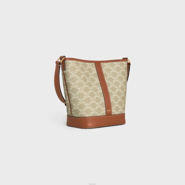 CELINE Grege Small Bucket in Triomphe Canvas & Calfskin R0ZNN219