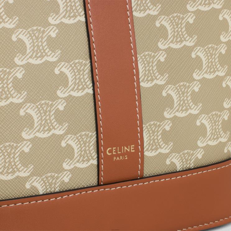 CELINE Grege Small Bucket in Triomphe Canvas & Calfskin R0ZNN219