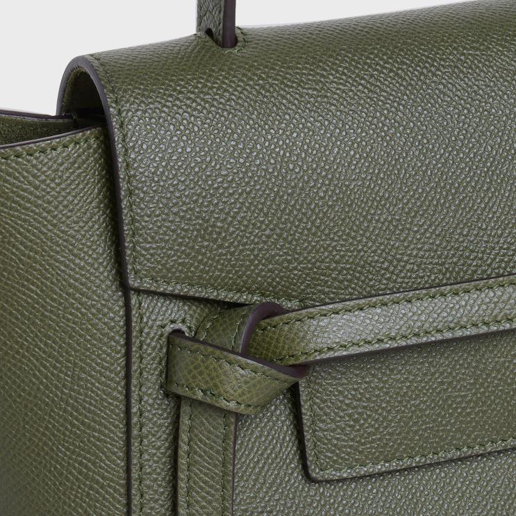 CELINE Khaki Nano Belt Bag in Grained Calfskin R0ZNN270