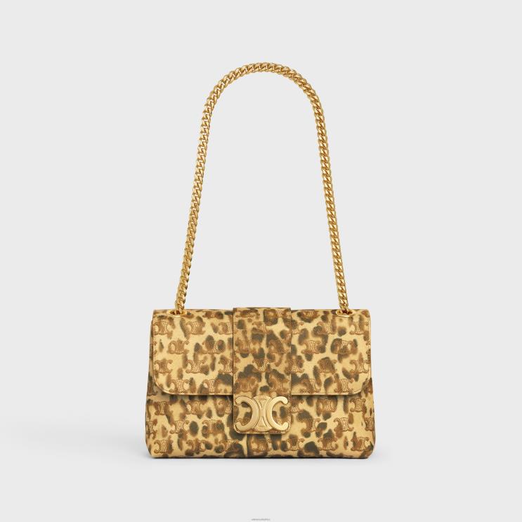 CELINE Leopard Medium Victoire Bag in Triomphe Canvas With Print R0ZNN8