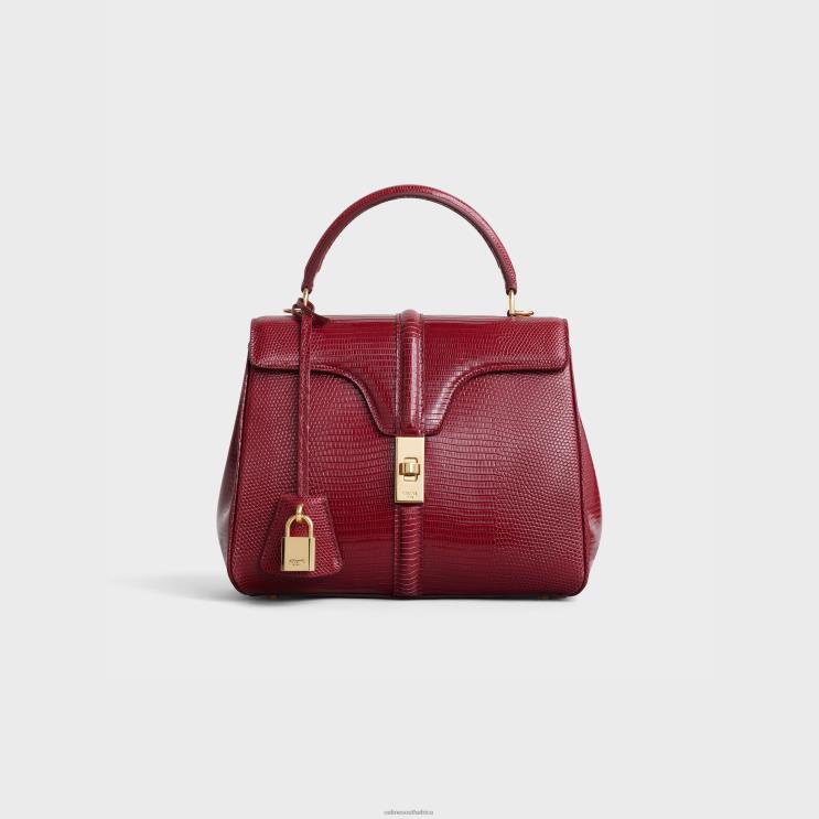 CELINE Light Burgundy Small 16 Bag in Lizard R0ZNN130