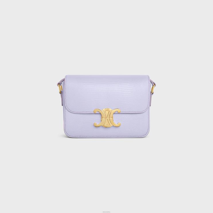 CELINE Light Lavender Teen Triomphe Bag in Lizard R0ZNN118